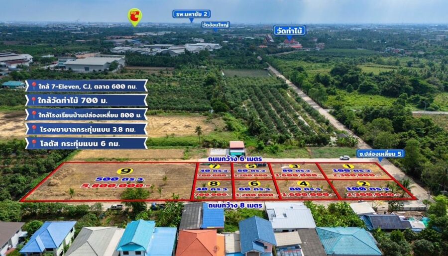 ขายที่ดิน ใกล้วัดท่าไม้ เริ่ม 700,000 ต่อรองได้ อ.กระทุ่มแบน สมุทรสาคร ทำเลชุมชน เข้าออกสะดวก โทร 082-8756645
