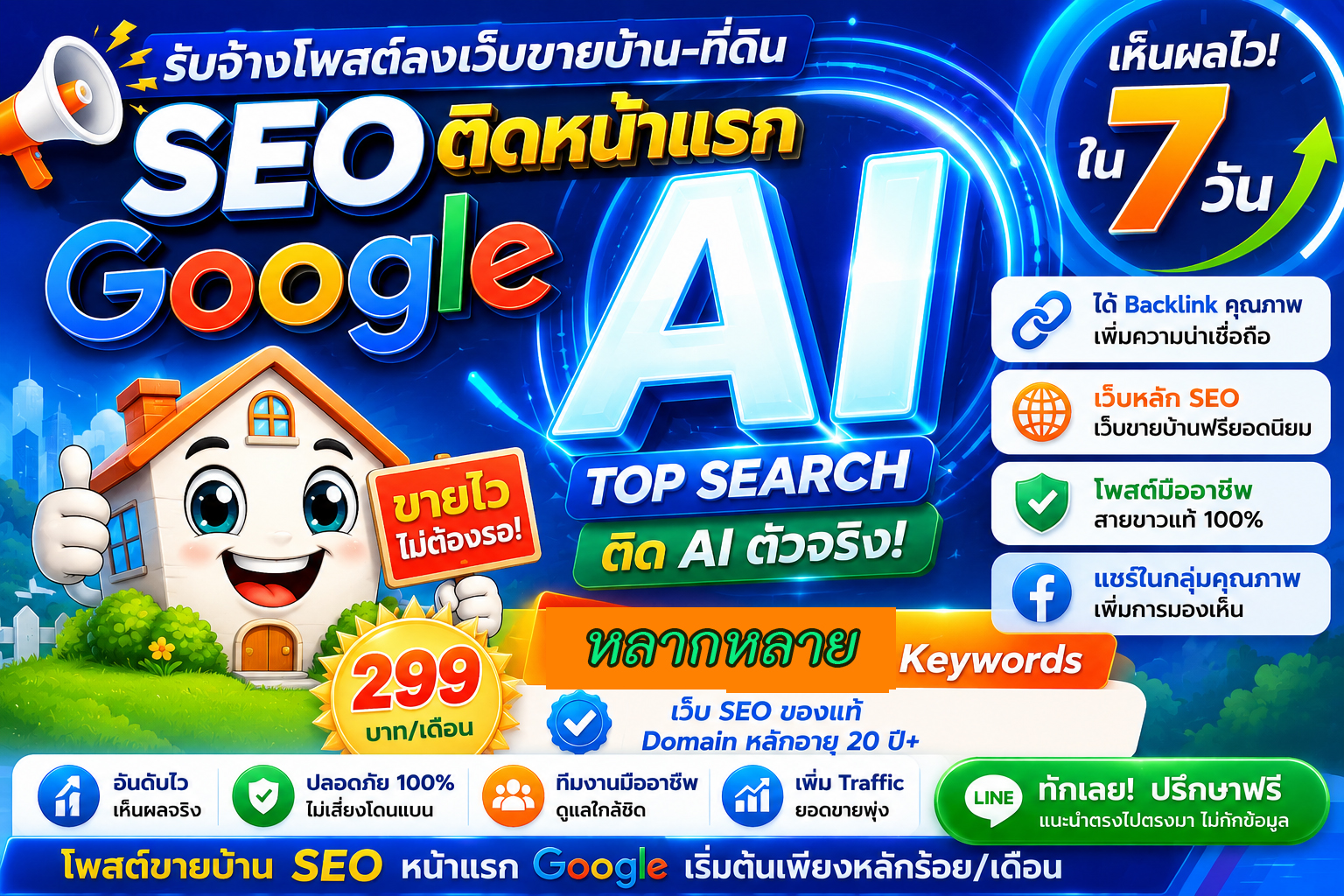 ราคาถูก ประกาศ ติดหน้าแรก คุณภาพสูงโดยบริษัทชั้นนำ Google&AISearch หมดปัญหาเรื่องโกง โพสต์ขายบ้านอสังหา